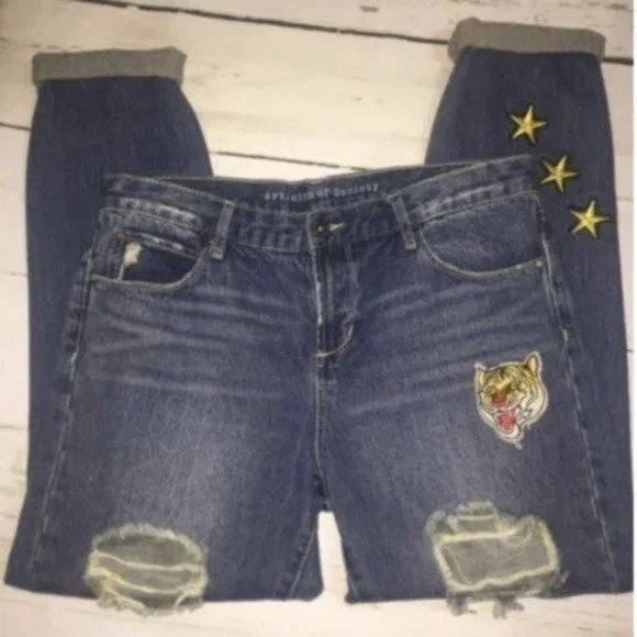 Articles of Society Jeans Boyfriend Distress Patch Jean - Picture 5 of 8
